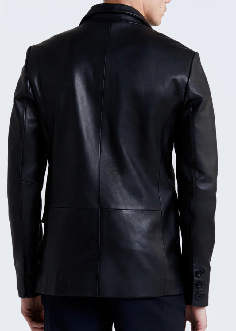 Classic Black Leather Blazer