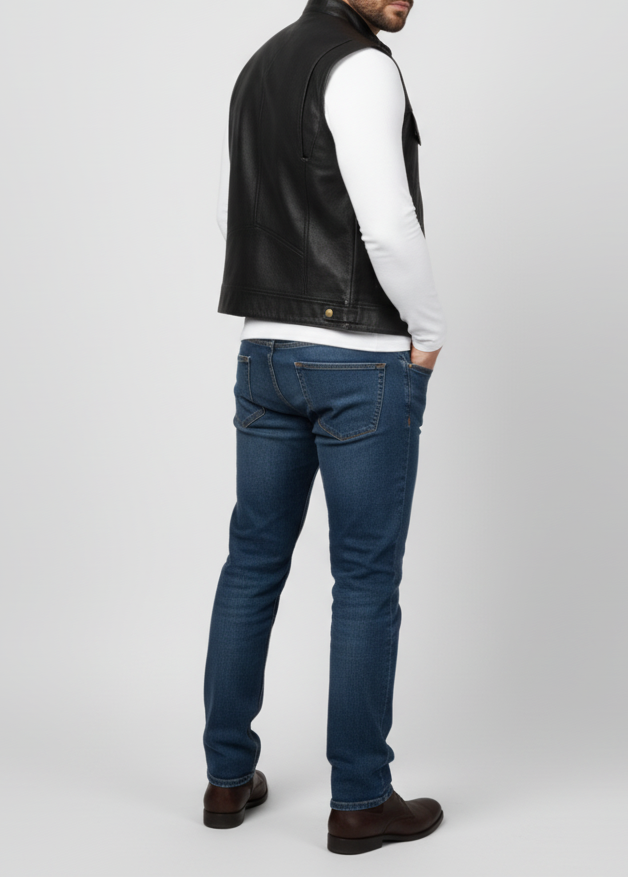 Titan Black Leather Vest
