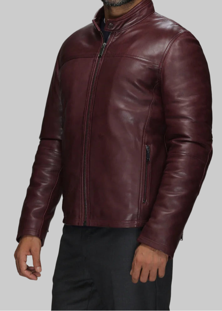 Burgundy Street Rider Leather Jacket