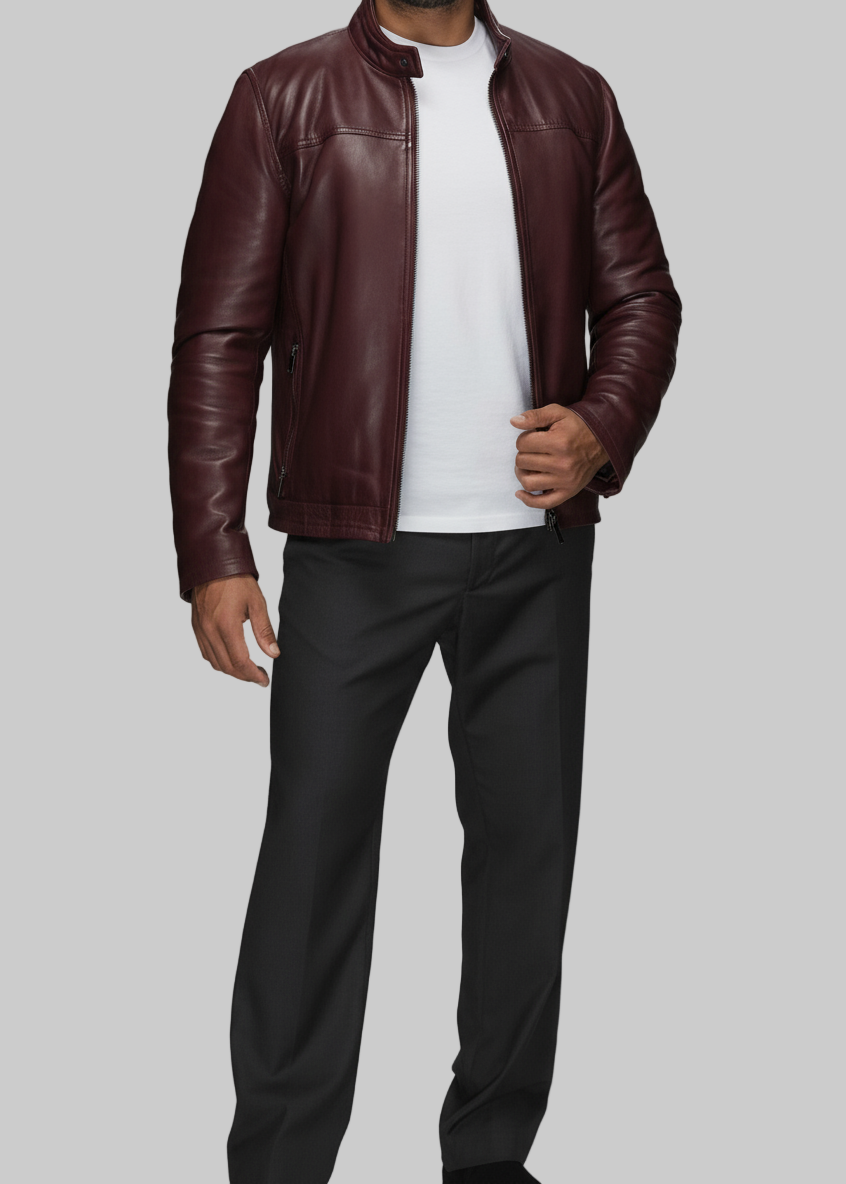 Burgundy Street Rider Leather Jacket
