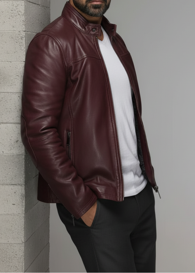 Burgundy Street Rider Leather Jacket