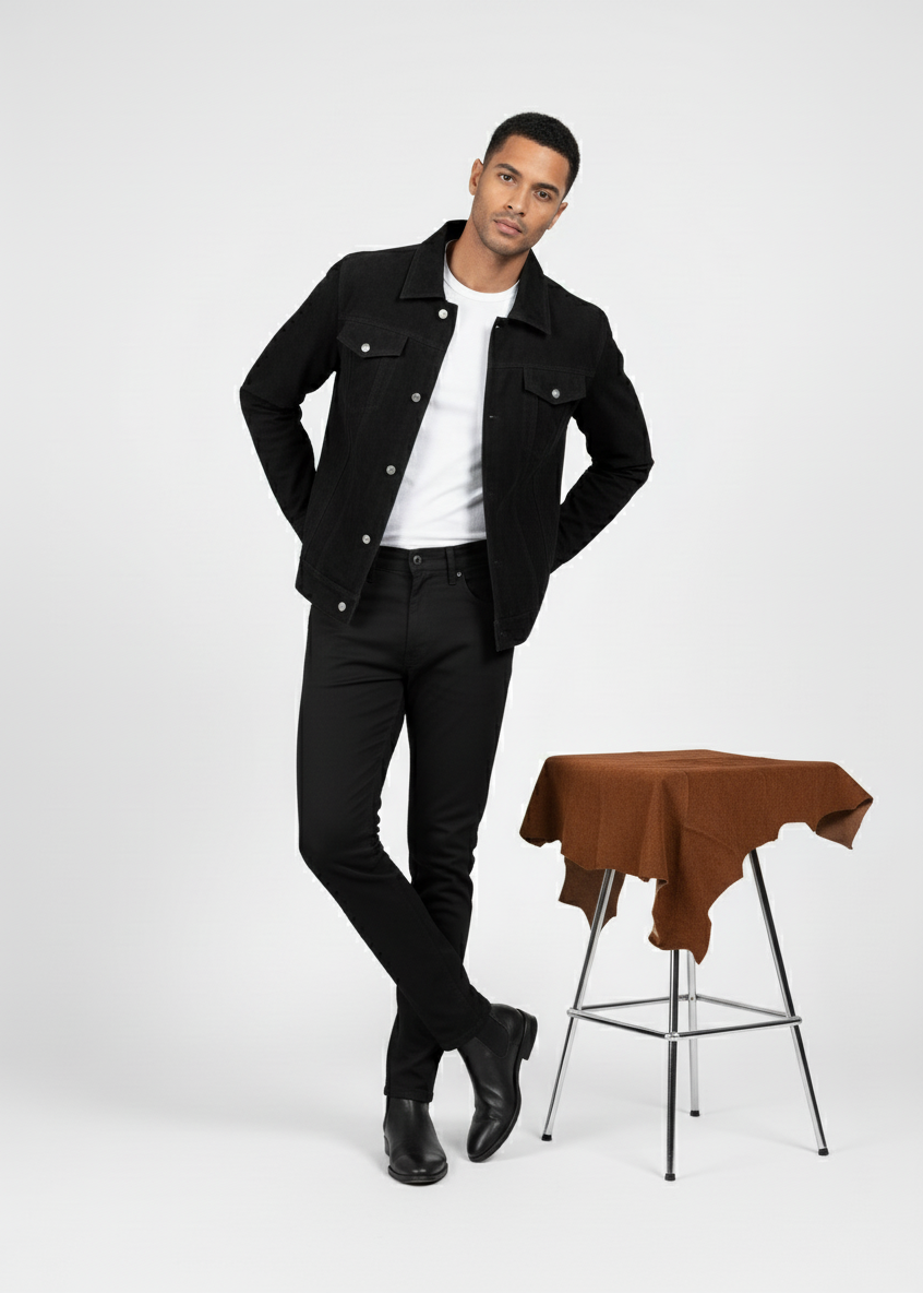 Black Suede With Buttons