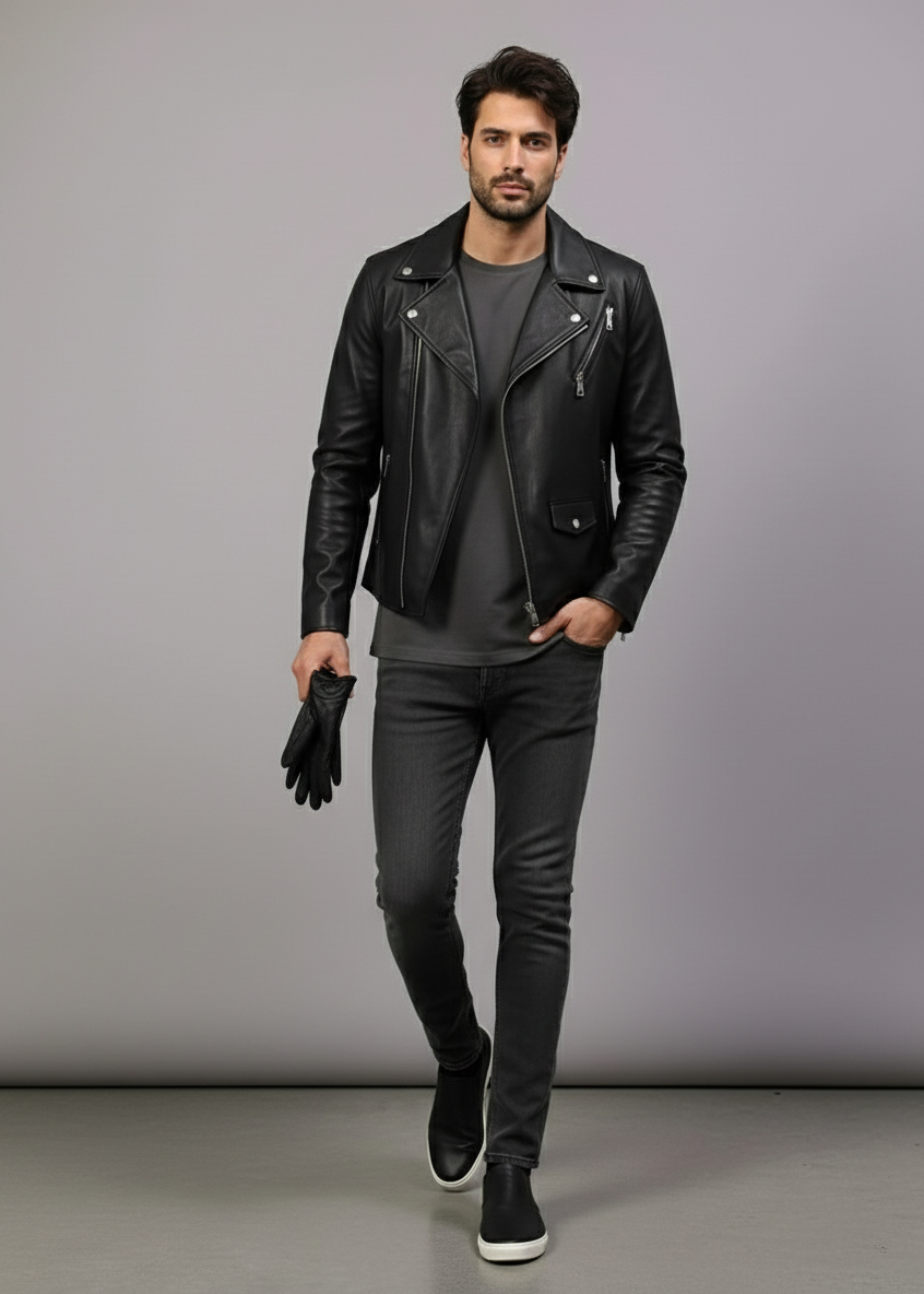 Classic Biker Leather Jacket